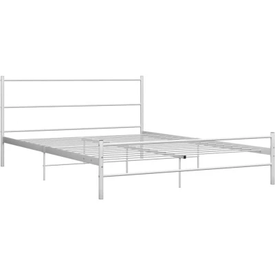 Image of vidaXL Bed Frame White Metal, 120x200 cm Size, Sturdy Powder Coated Construction, Easy Assembly, Modern Design, Mattress Not Included