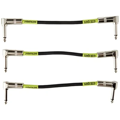 Image of Ernie Ball 6 inch Angle/Angle Patch Cable 3 Pack Black