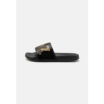 Image of EA7 Emporio Armani Unisex Pool slides, Size: 10.5, Black/gold Synthetics