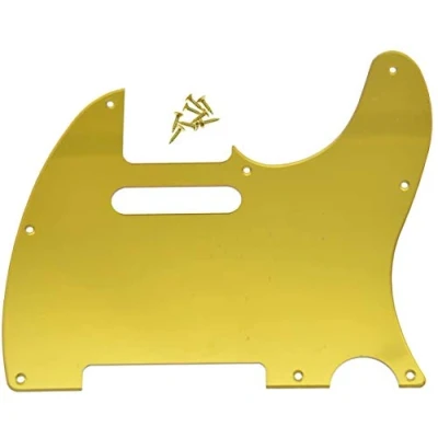 Image of Dopro 8 Hole Tele Guitar Pickguard Scratch Plate for USA/Mexican FD Telecaster Gold Mirror
