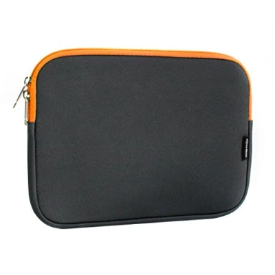 Image of Emartbuy Dark Grey Orange 11.6 12.2 Inch Water Resistant Neoprene Soft Zip Case Cover Sleeve with Interior &amp; Compatible Laptops Listed Below
