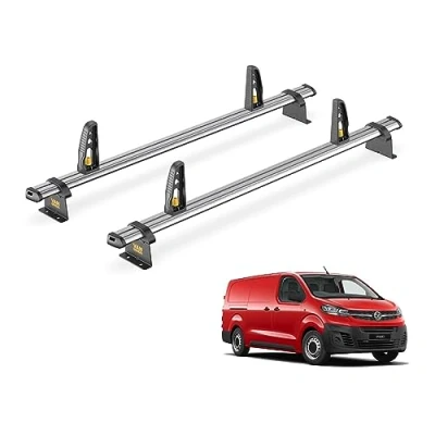Image of Van Guard Trade Roof Rack for Vauxhall Vivaro (2019+) 2 Steel Bars &amp; Loadstops [Only Suitable Models with Twin Rear Doors] UltiBar SB333