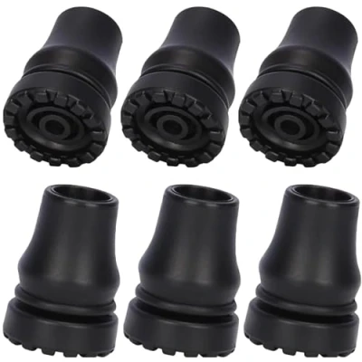 Image of Benaewa 6 Pcs Walking Stick Rubber Ends in 19mm, Non Slip Ferrules for Sticks, Replacement Cane Tip Crutches, Canes, Hiking Pole (Black)