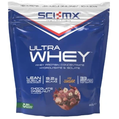 Image of SCI MX Ultra Whey Protein Muscle Building &amp; Recovery Powder with Naturally Occurring Glutamine Amino Acids Chocolate Hazelnut Wafer Flavour 800g (18 Servings)