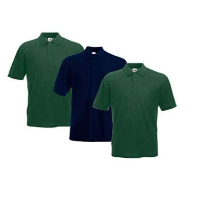 Image of Fruit of the Loom Men&#039;s Polo Shirt (Pack 3), 2fake green1deepnavy, XXL