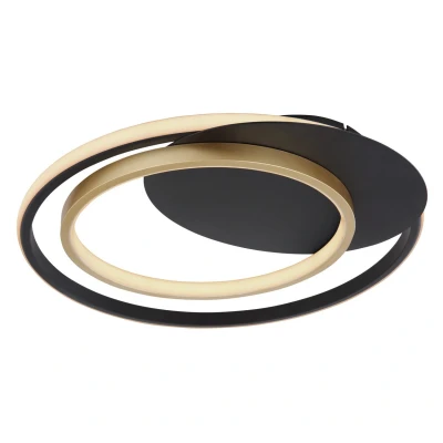 Image of Rodan Integrated LED Semi Flush Ceiling Light Black 2x Dimmable 3000 6000K Remote Control