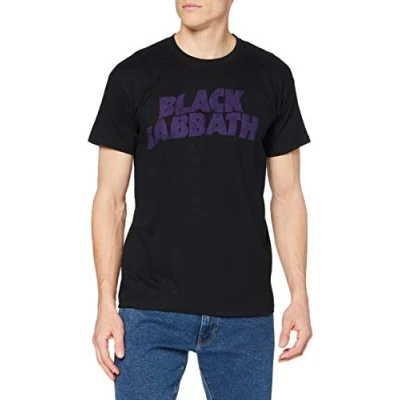 Image of Black Sabbath Wavy Logo T Shirt (Black/Purple)