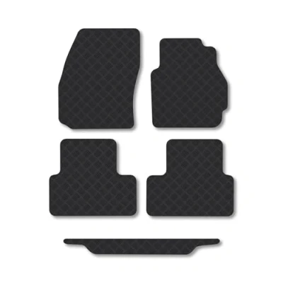 Image of Rubber Car Mats Compatible with Mazda 5 (2005 2010) Tailored Fit Floor Set Accessory Black Custom 4 Pieces Clips Anti Slip Backing, Heavy Duty &amp; Waterproof