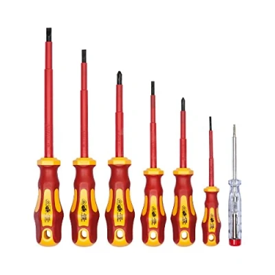 Image of VDE Screwdriver Set 7 pcs incl. Voltage Tester Slot &amp; PH by WIESEMANN 1893 I TÜV GS Tested 80218
