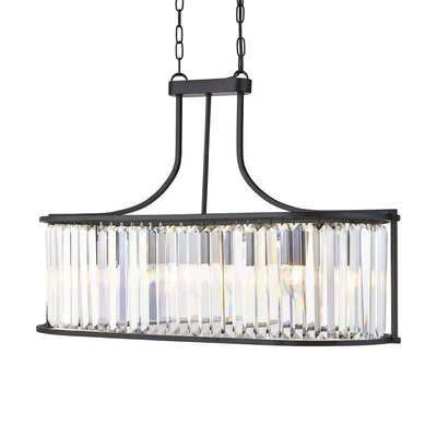 Image of Searchlight Victoria hanging light, black, crystal glass, 78 cm, E27