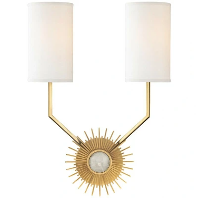Image of Borland 2 Light Wall Sconce Brass, Silk