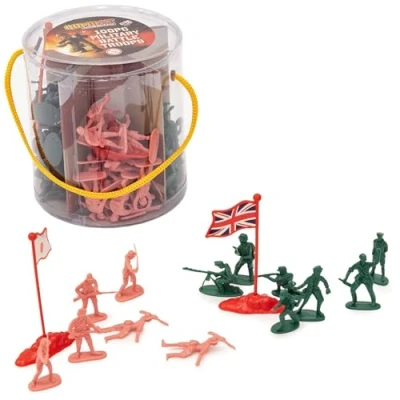 Image of Combat Mission Nato Forces Plastic Toy Soldiers 100 Piece in Storage Tub Four Soldier Figurine Types USA Japan Germany UK Kids Army Toys