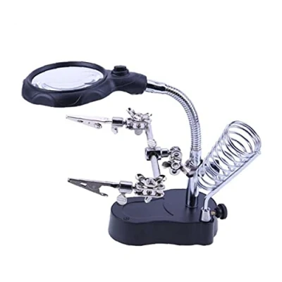 Image of Soldering Magnifying Glass with Led Lamp Helping Hands 3.5X 12x Magnifier Holding Devices Clamp Clips Assembly Repair Modeling Crafts