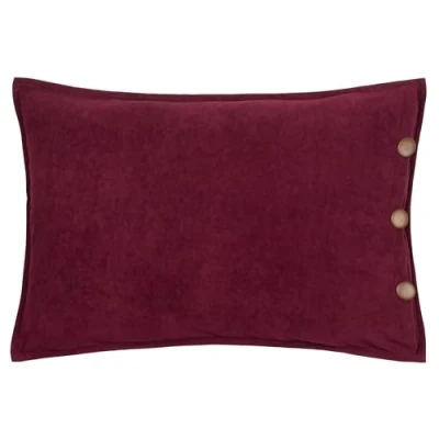Image of furn. Effron Washed Velvet Feather Filled Cushion Red Size 35 cm x 50