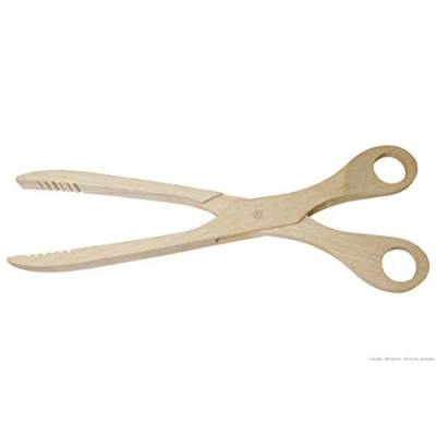 Image of K&amp;K Keramik Barbecue Tongs/Kitchen Tongs made from Beech Wood, 27.5 x 7.0 cm