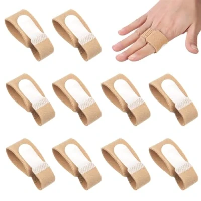 Image of GROVL finger Splints 10Pcs Buddy Wraps Brace Adjustable Breathable Bandages Tape for Broken Finger,Jammed, Swollen, Dislocated Joint, Curled Finger.