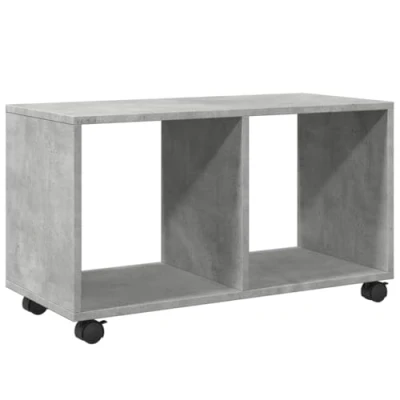 Image of vidaXL Rolling/Mobile Filing Cabinet Concrete Grey Engineered Wood Filing/Storage Unit, 72x33x42.5 cm, 4 Wheels, Open Design, Multi Purpose Use for Living Room, Office, Bedroom, Kitchen