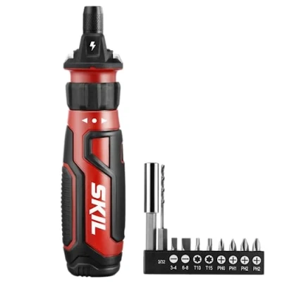 Image of SKIL Rechargeable 4V Cordless Screwdriver with Circuit Sensor Technology, Includes 9pcs Bit, 1pc Bit Holder, USB Charging Cable SD561201