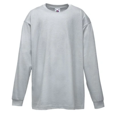 Image of Fruit of the Loom Valueweight Children&#039;s Long Sleeve T Shirt Choice Colours Grey 164 cm