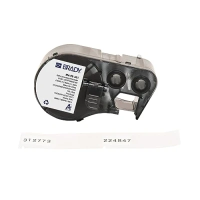 Image of Brady Self Laminating Polyester Pre Sized Labels for Label Printer BMP41/BMP51/BMP53/M511 120 Adhesive Black on White, Transparent (66,68 mm (W) x 15,24 (H)) M4 86 461