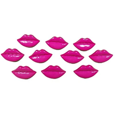 Image of Lips Shape Plastic Kitsch Buttons 25mm Pack of 10 (Pink)