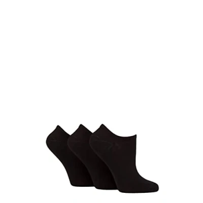 Image of Women&#039;s 3 Pair Wildfeet Plain, Patterned and Contrast Heel Bamboo Trainer Socks Black 4 8 Ladies