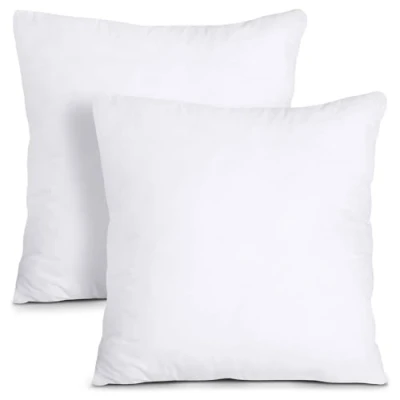 Image of Lancashire Bedding Polycotton Cushion Pads Bounce Back Hollowfibre Inserts Hypoallergenic, Soft &amp; Supportive Made in Britain Pack of 2 Bed Pillow, 40 cm X (16&quot; 16&quot;)