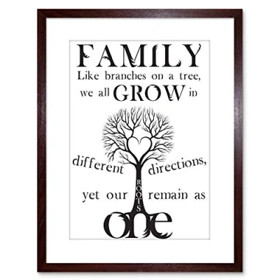 Image of Wee Blue Coo QUOTE FAMILY ROOTS B&amp;W HEART TREE THREE FRAMED PRINT F97X3386