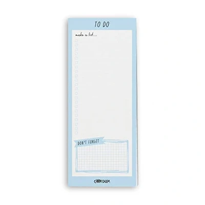 Image of Pukka Pad Carpe Diem to Do List Magnetic Memo for Groceries, Chores, &amp; More Sticks Refrigerator or Other Metal Surfaces 60 Tear Off Sheets of 100GSM Paper, 8.5 x 3.5in, Sky Blue