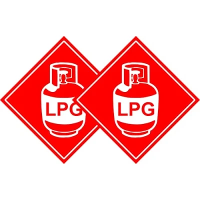 Image of LPG Caravan, Motorhome, Campervan Vehicle Van Safety Gas sign Self adhesive sticker (Pack of 2) (200mm x 200mm)