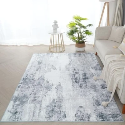 Image of Xfrog Washable Rugs Small Non Slip Abstract Area Modern Carpet for Living Room Soft Short Pile Floor Rug Grey Door Mat Entrance Kitchen Bathroom Hall 80x150CM