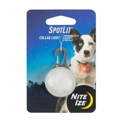 Image of Nite Ize SpotLit LED Collar Light, Carabiner Clip Dog Glows + Flashes Red
