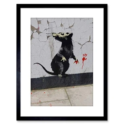 Image of Wee Blue Coo Banksy Rat Detail Graffiti Street Art 9x7&#039;&#039; Framed Print F97x13822