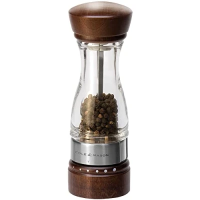 Image of Cole &amp; Mason H12301G Keswick Forest Dark Wood Pepper Mill, Gourmet Precision+, Stained Beech/Acrylic, 180 mm, Single, Includes 1 x Grinder
