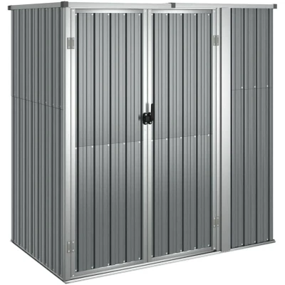 Image of vidaXL Garden Tool Shed Grey 161x89x161 cm Galvanised Steel