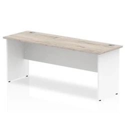 Image of Impulse 1800 x 600mm Straight Desk Grey Oak Top White Panel End Leg