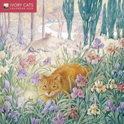 Image of Ivory Cats by Lesley Anne Mini Wall Calendar 2025 (Art Calendar)