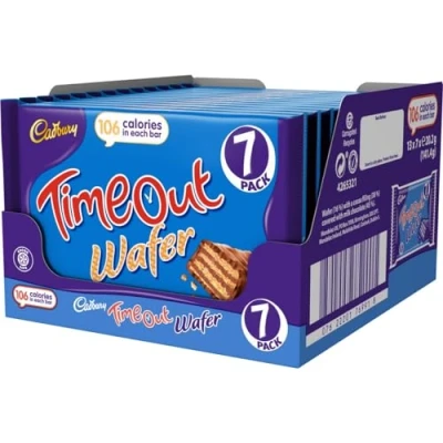 Image of Cadbury Timeout Multipack, Individual Chocolate Covered Wafer Bars with Rippled Layers of Chocolate, 7 x 20.2 g (Pack 7)