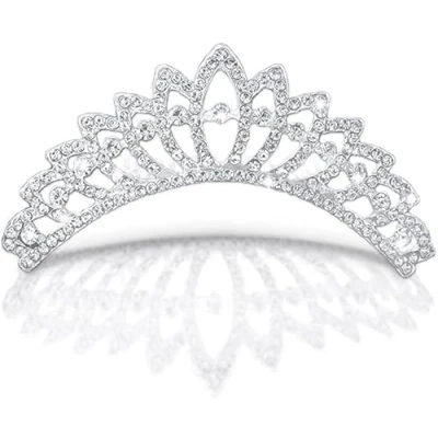 Image of Girls Princess Crystal Wedding Bridal Headband Rhinestone Tiara Crown Children Prom Birthday Pegeant for Headdress Floral Flower Garland Party S6