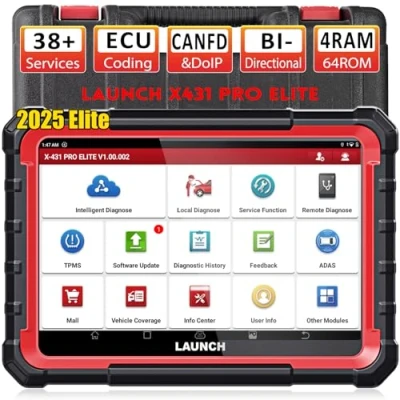 Image of LAUNCH X431 Pro Elite A Diagnostic Tool, Bi Directional OBD2 Code Reader, ECU Online Coding, Full System, 37+ Resets Services, CANFD&amp;DOIP, FCA, with 2 Years Update, 2024 Model