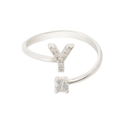 Image of Latelita Womens Initial Ring Silver Y White Sterling One Size