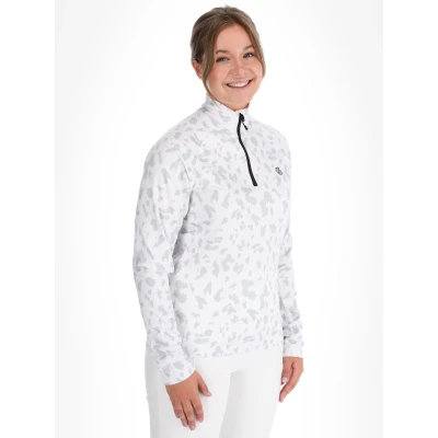 Image of Dare2B Womens Divulge Lightweight Core Stretch Midlayer Sweatshirt, White Dash Print, 18 EU