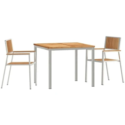 Image of vidaXL 3 Piece Garden Dining Set Solid Wood Teak