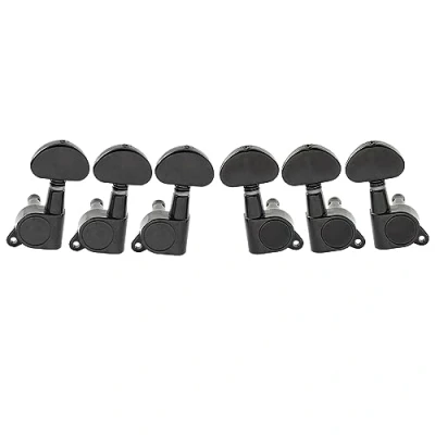 Image of Musiclily Pro 3x3 Sealed Guitar Tuners Tuning Pegs Keys Machine Heads Set for Les Paul Style Electric or Acoustic Guitar, Half Moon Button Black
