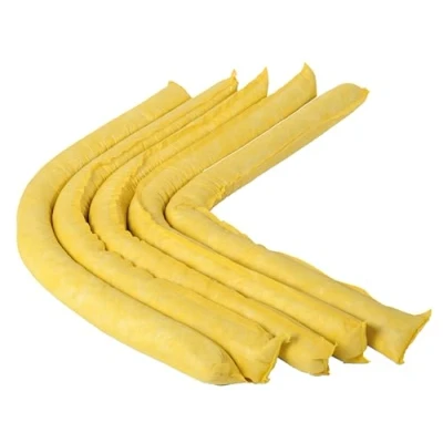 Image of Chemical Absorbent Sock 120cm x 8cm (Pack of 20) High Performance Hazmat Absorbents for and Hazardous Spill Containment Industry Standard Yellow Response Cleanup