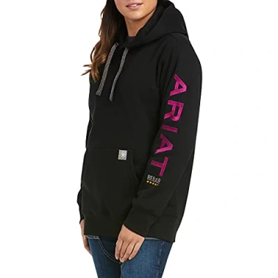 Image of ARIAT Women&#039;s Rebar Graphic Hoodie Hooded Sweatshirt, Black/Purple, S