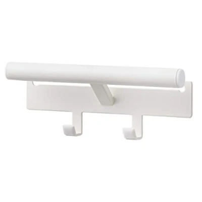 Image of YAMAZAKI 5316 Tower Backpack Hanger, White, Steel/Polypropylene, Minimalist, 26 x 6.5 10.5 cm