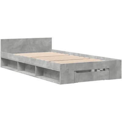 Image of vidaXL Bed Frame with Drawer without Mattress Concrete Grey 90x200 cm