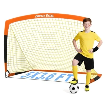 Image of Dimples Excel Football Goal Net for Garden Outdoor Training Lover (5&#039;x3.6&#039; Orange+Black)