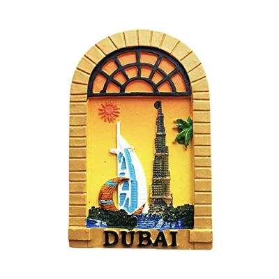 Image of Dubai 3D Window shaped Refrigerator Magnet Souvenirs Handmade Resin Magnetic Stickers Home Kitchen Decoration,Dubai Fridge Collection Gift